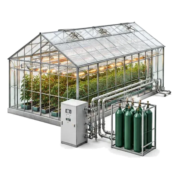 Greenhouse customer beside renewable gas supply equipment