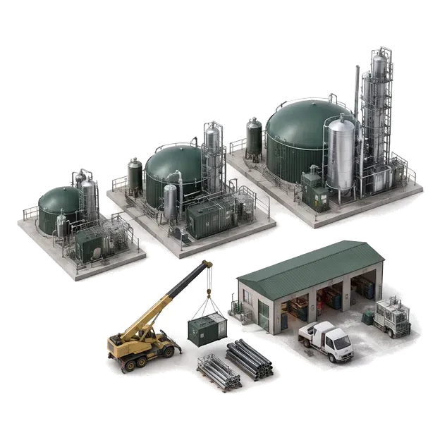 Regional farm and industrial facilities beside a clipboard for staged Australian bioenergy development