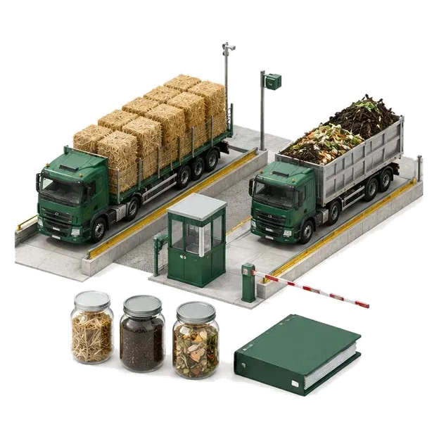 Feedstock delivery trucks, weighbridges, samples and supply contract