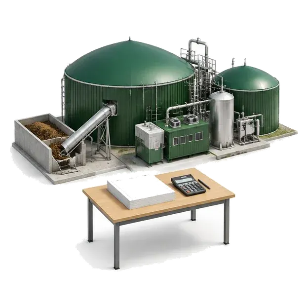 Bioenergy plant with cost ledger and equipment-scope comparison