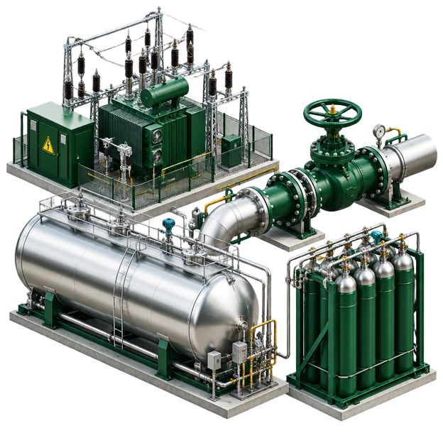 Electricity substation, natural gas valve, bulk liquid CO₂ storage vessel and hydrogen cylinders for Australian project pricing intelligence