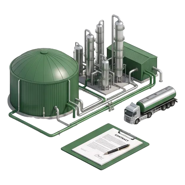 Operating digester and industrial customer beside a contract document