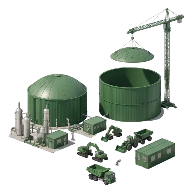 New digester under construction beside an operating gas-production facility