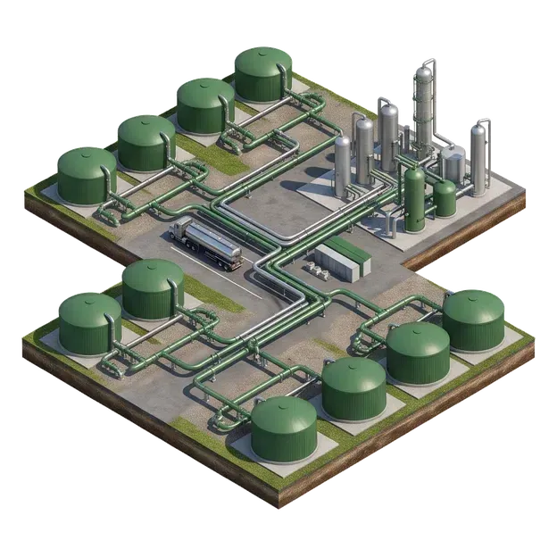 Regional digesters linked to gas-processing and delivery equipment
