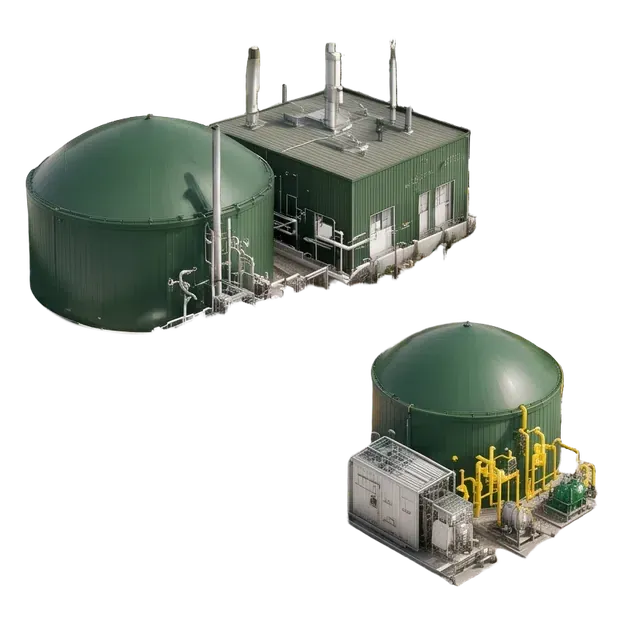 Existing biogas digester with a smaller modular gas-upgrading facility