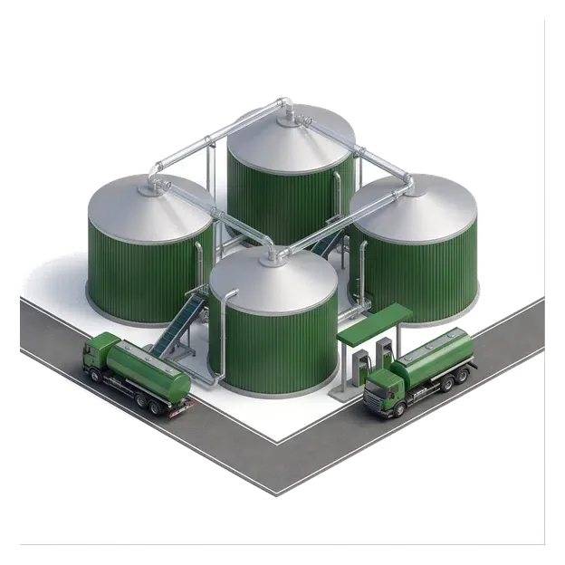 Regional digester facilities with distinct processing and delivery arrangements