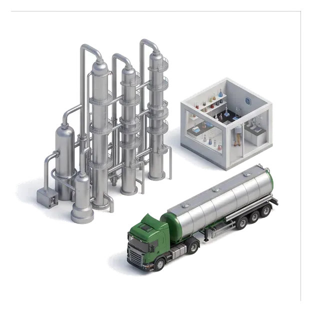CO₂ purification, sampling equipment and delivery tanker beside a biogas plant